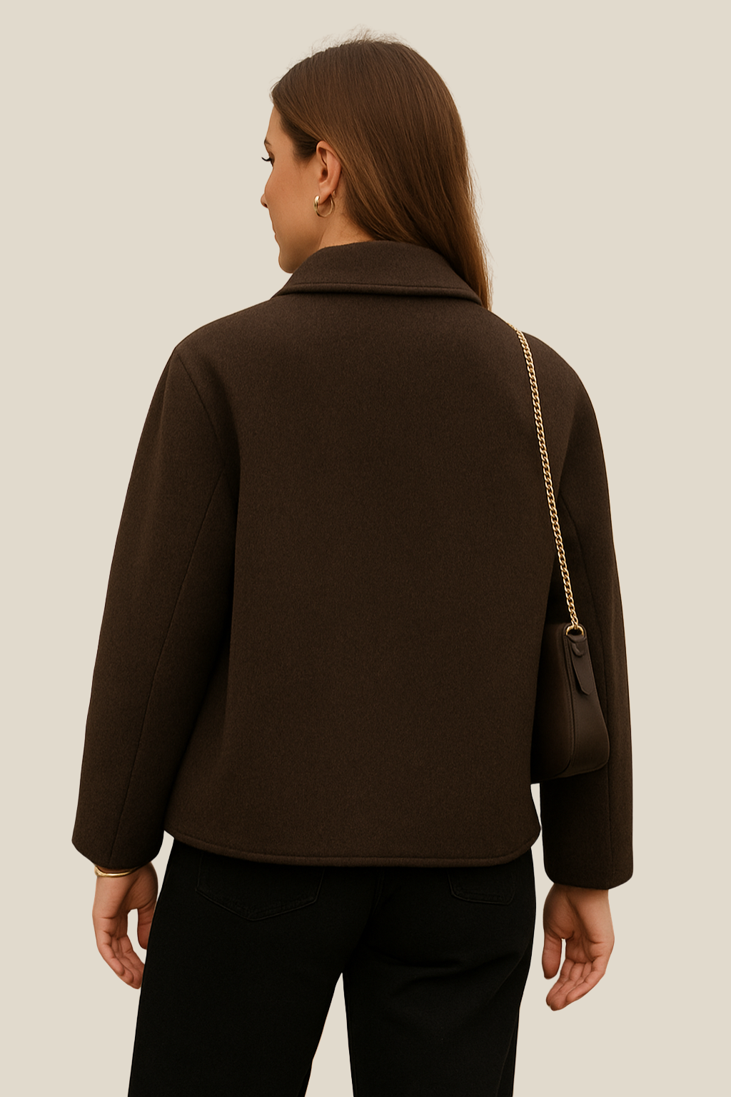 Women’s Wool Coat, Short Button-Up Elegant Jacket, Warm Winter Sweater