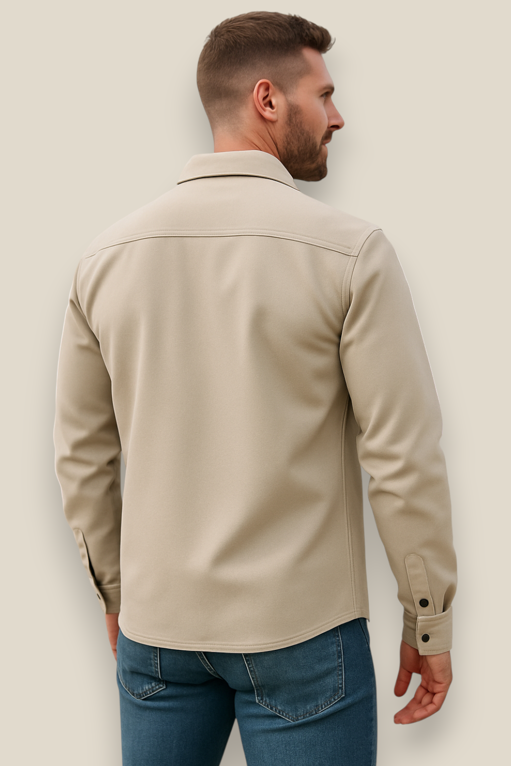 Men’s Casual Shirt Jacket - Single Breasted Long Sleeve Lapel Coat