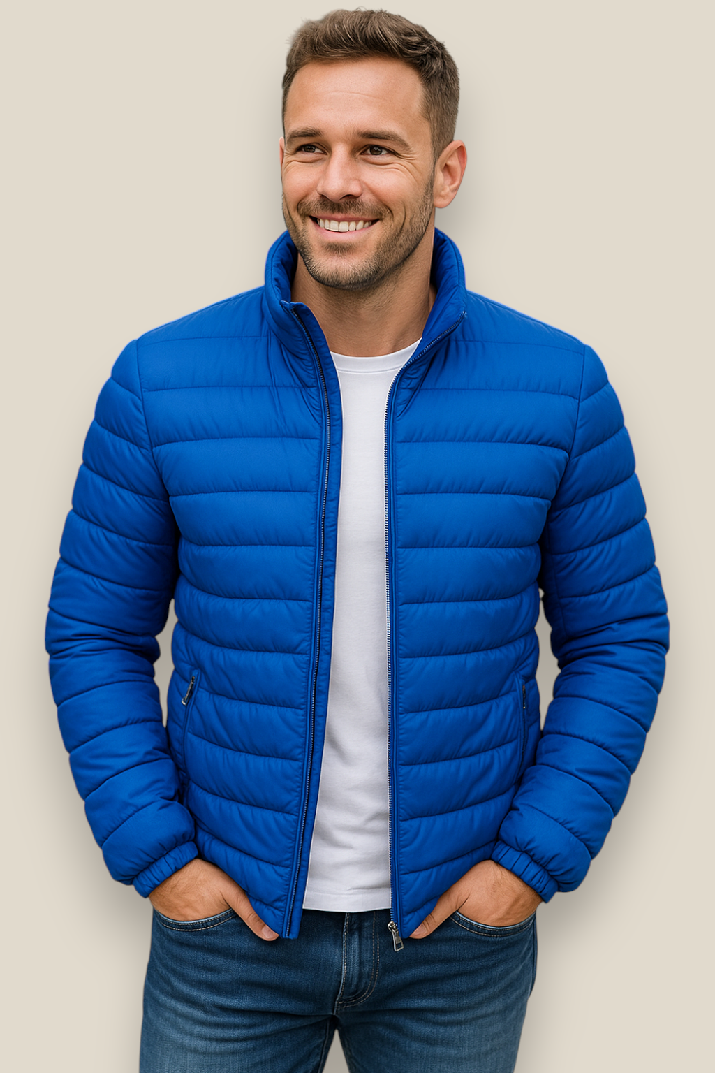 Men’s Down Puffer Jacket, Winter Padded Casual Windbreaker Coat, Thick Warm Overcoat