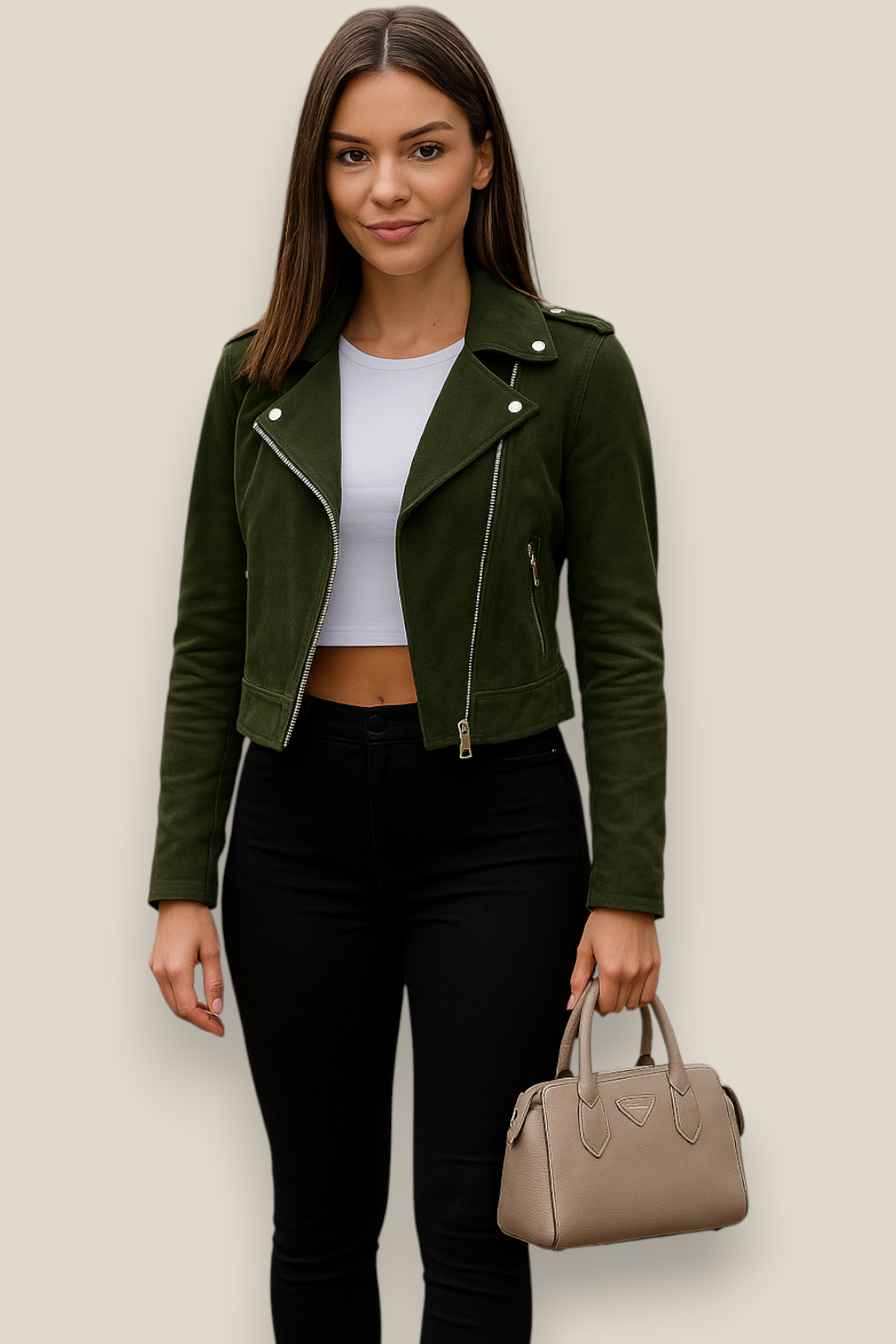 Women’s Suede Velvet Jacket, Short Side Zip Casual Winter Coat, Comfort Winter Wear