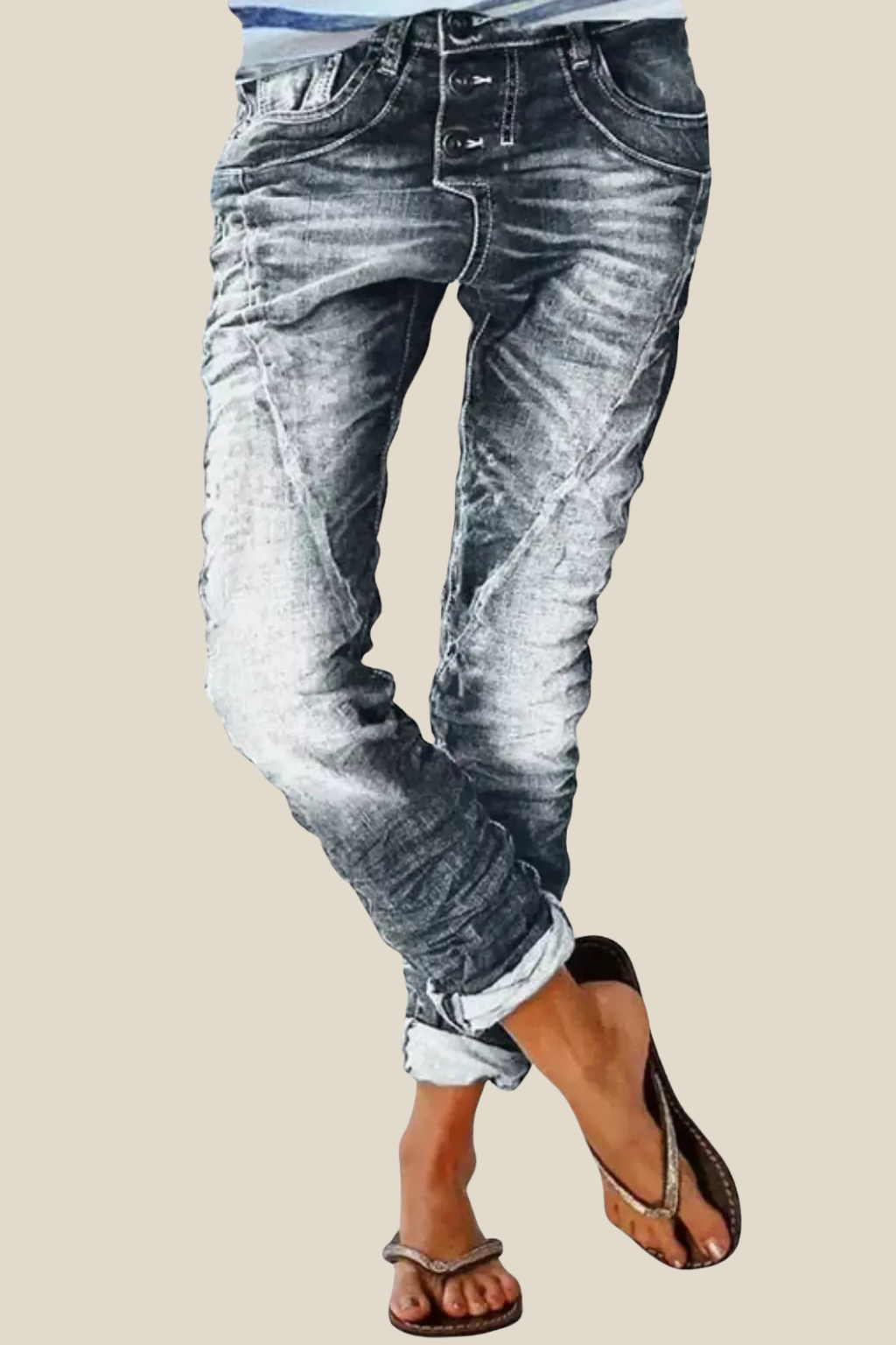 Women’s High-Waisted Denim Jeans, Slim Fitting Straight Leg Stretch Jeans For Casual Wear
