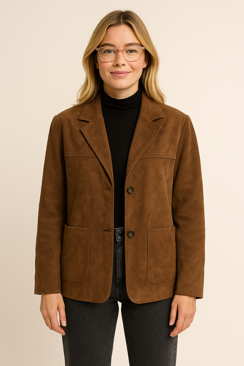 Women’s Suede Jacket, Retro Style Single Breasted Lapel Short Coat, Chic Winter Outerwear