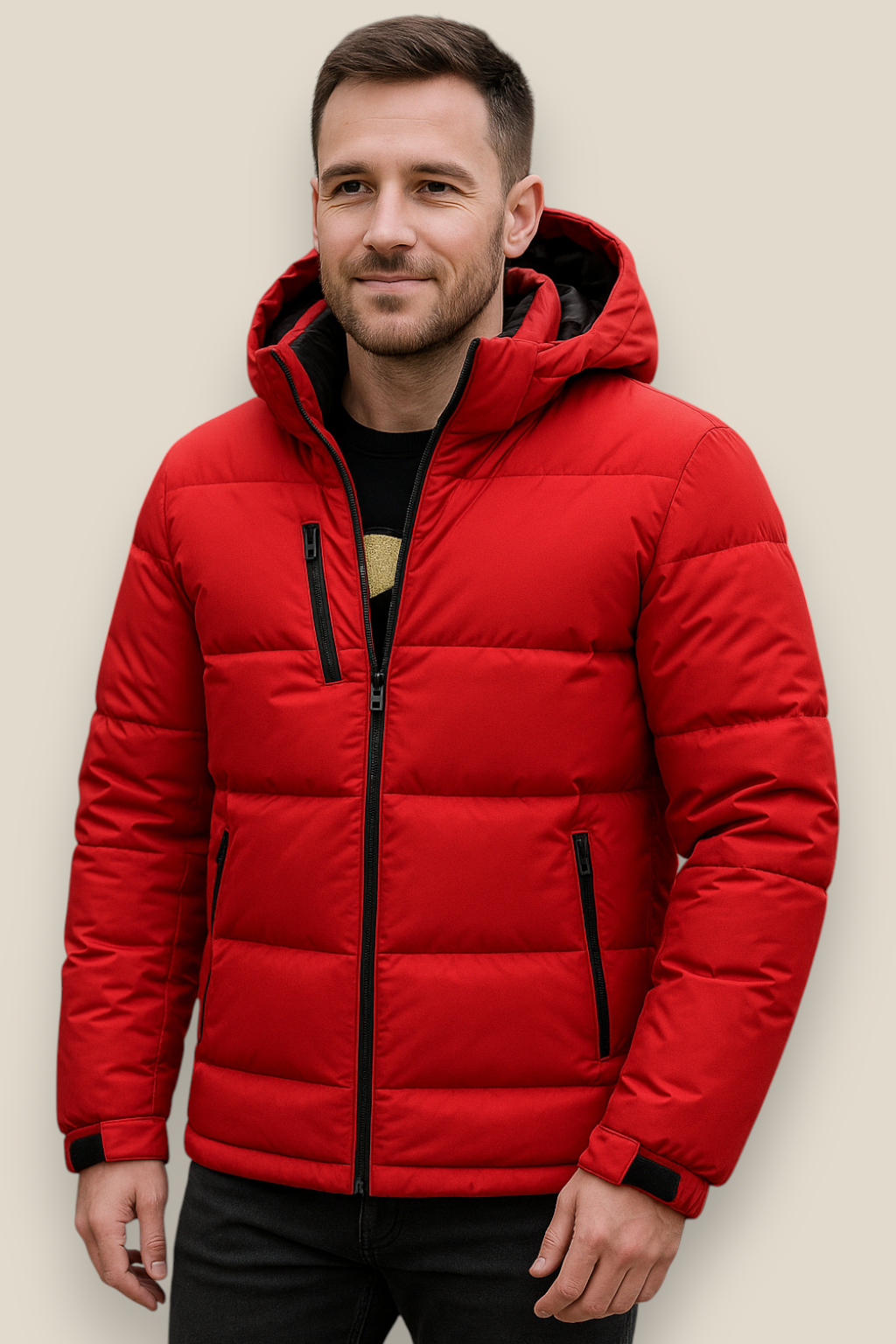 Men’s Hooded Puffer Jacket, Winter Down Coat, Warm Outerwear