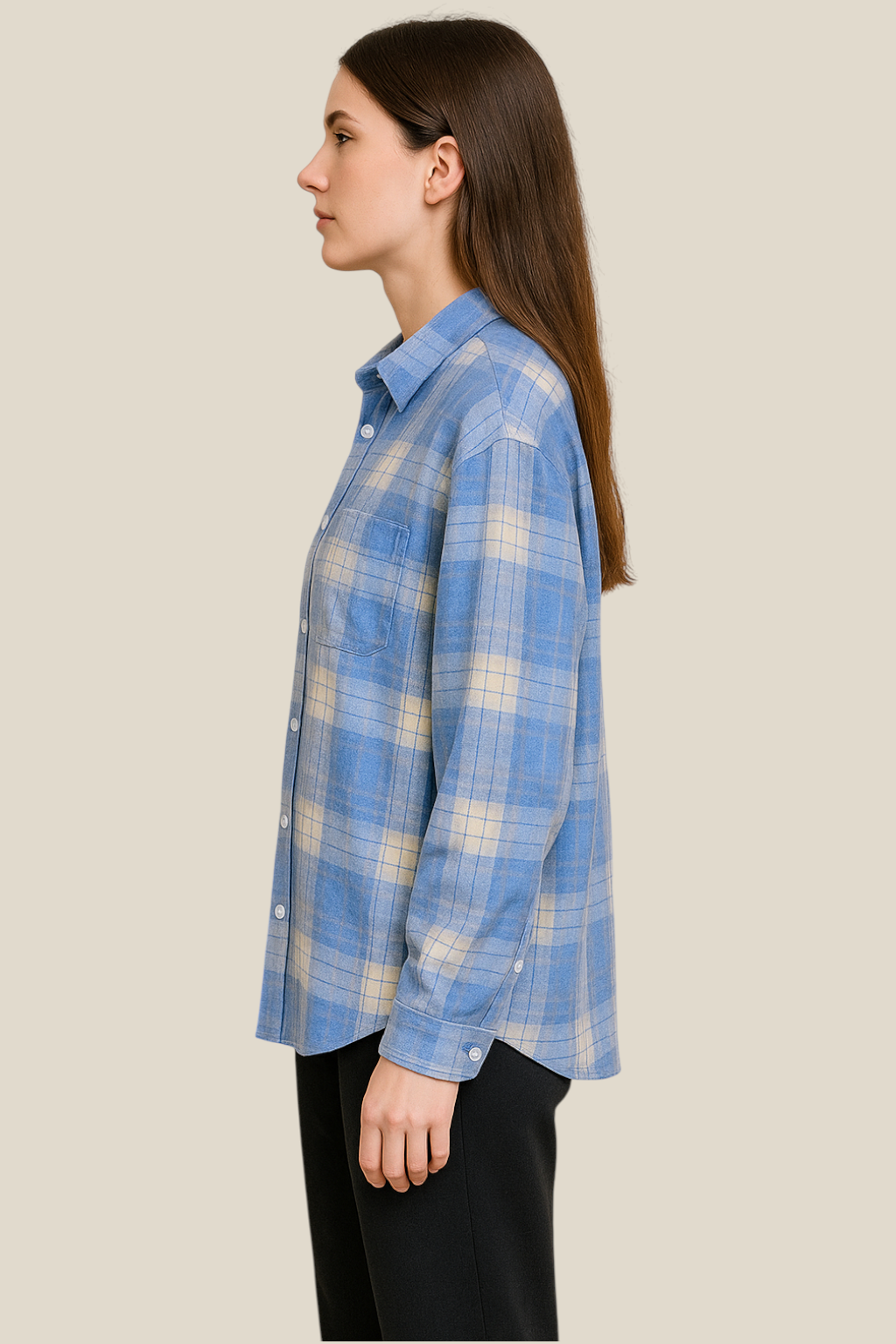 Women’s Plaid Flannel Shirt - Single Breasted Long Sleeve Winter Blouse