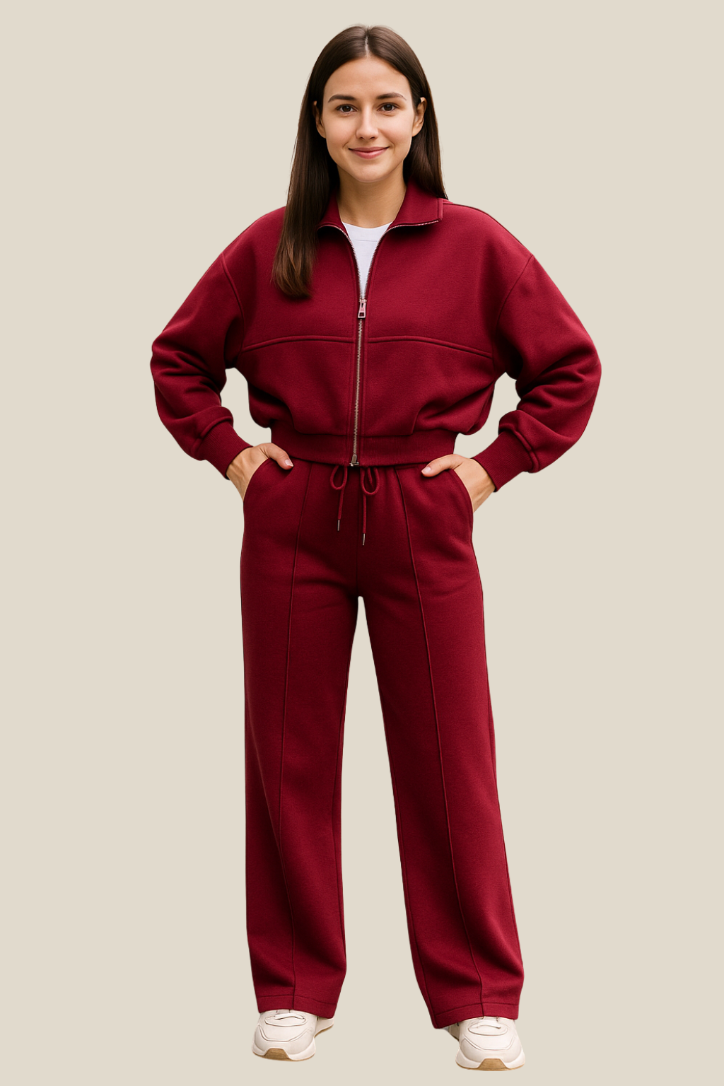 Women’s Two-Piece Tracksuit Set, Zip Jacket And Pants, Casual Sportswear Outfit