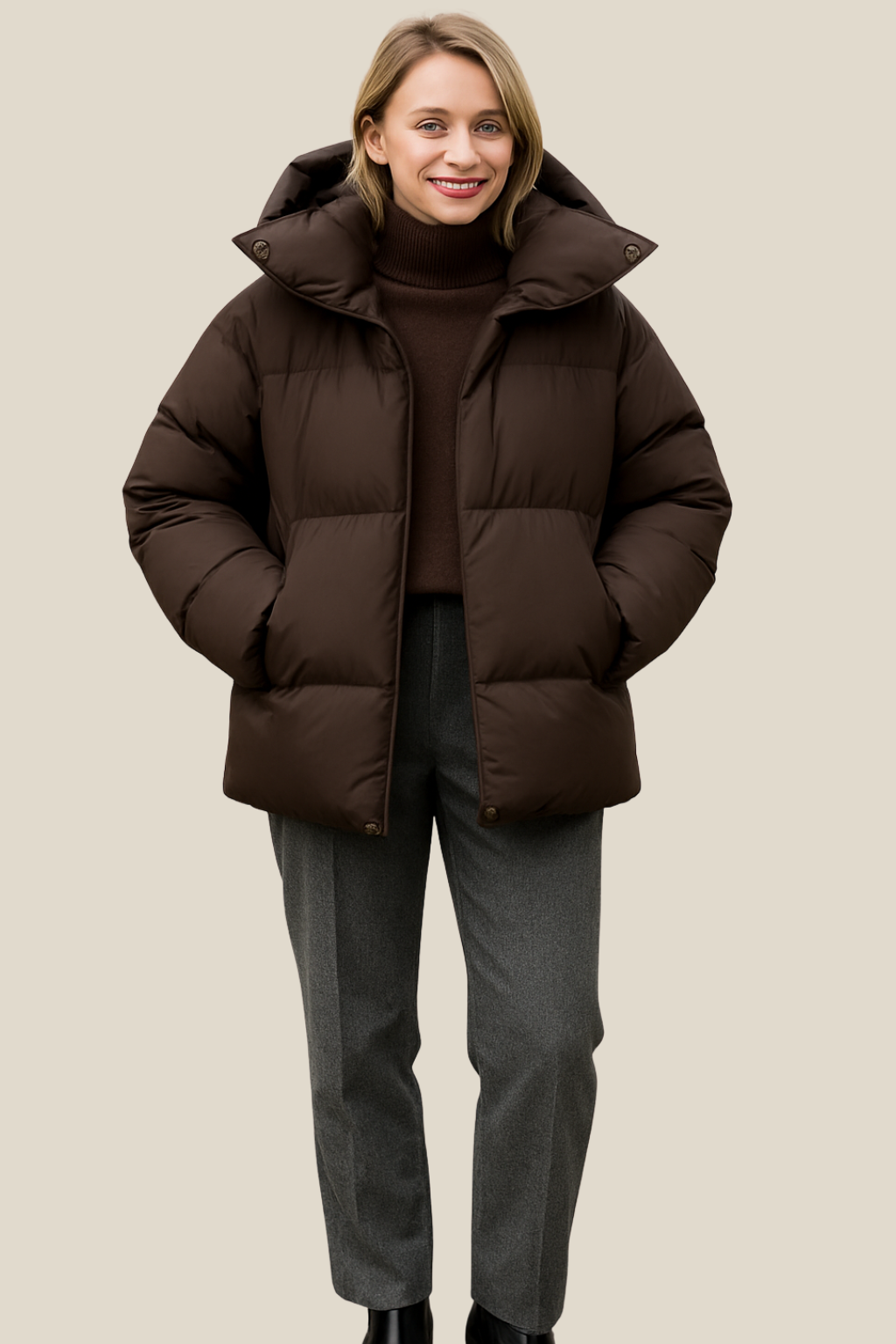 Women’s Hooded Winter Puffer Jacket, Warm Loose-Fit Parka, Casual Cold-Weather Coat