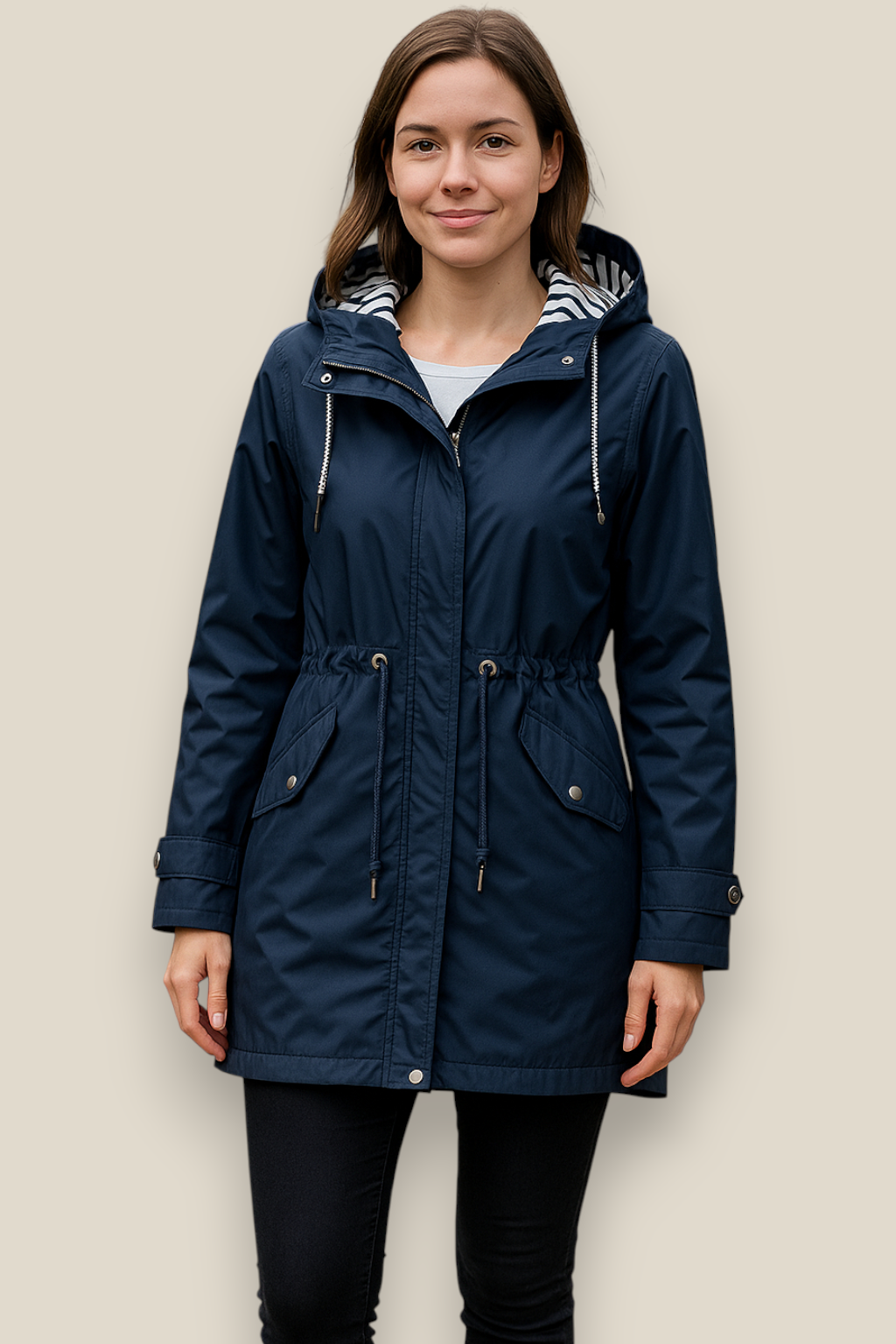Women’s Waterproof Raincoat, Lightweight Trench Jacket, Casual Outdoor Coat