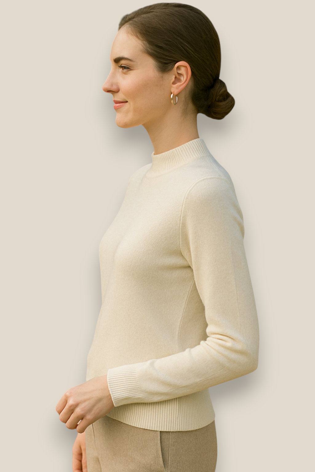 Women’s Merino Wool Jumper - Soft Knit Mock Neck Pullover Sweater
