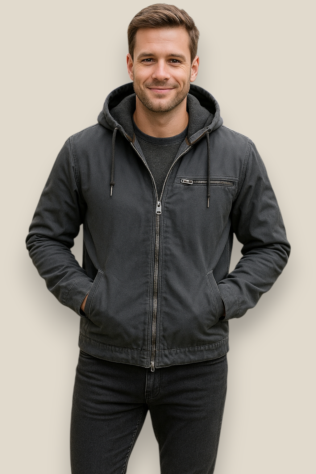 Men’s Hooded Waterproof Jacket - Outdoor Zip-Up Windbreaker