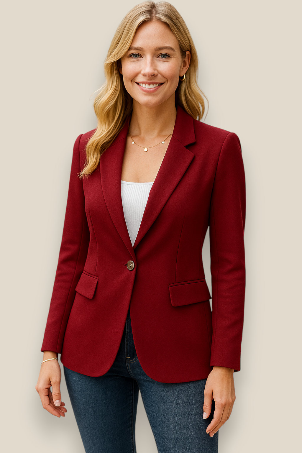 Women’s Blazer Jacket, Long Sleeve Business Coat, Elegant Office Top