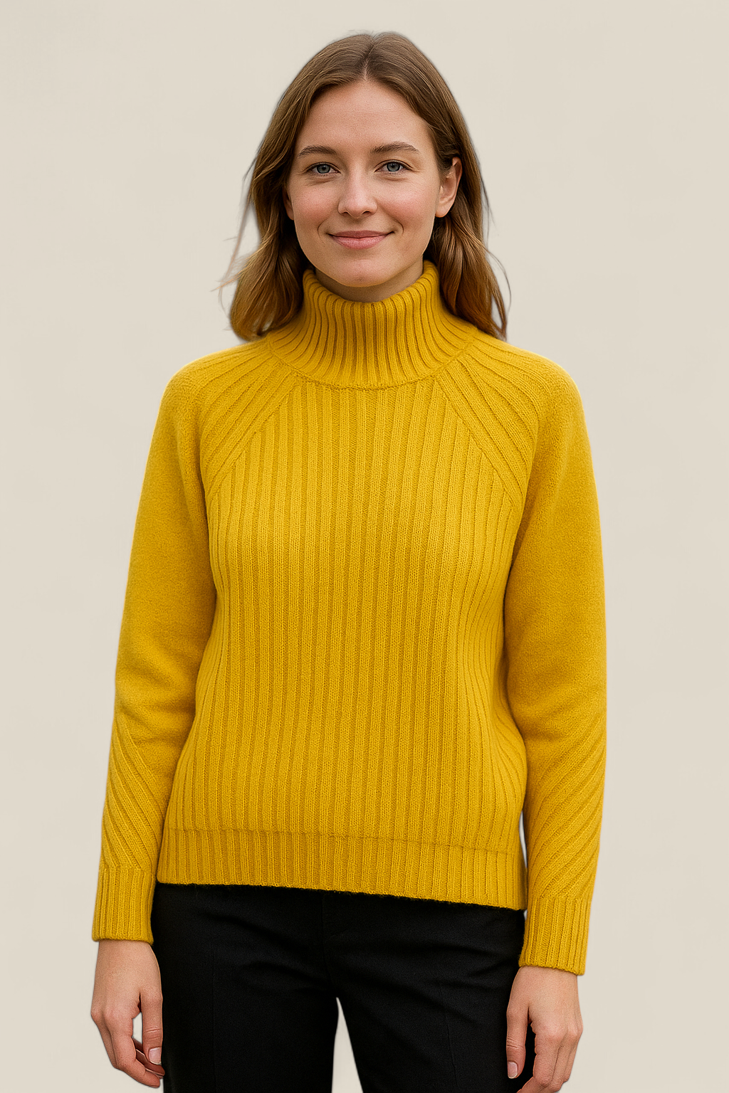 Women’s Turtleneck Knitted Jumper, Elegant Long Sleeve Sweatshirt, Winter Casual Blouse