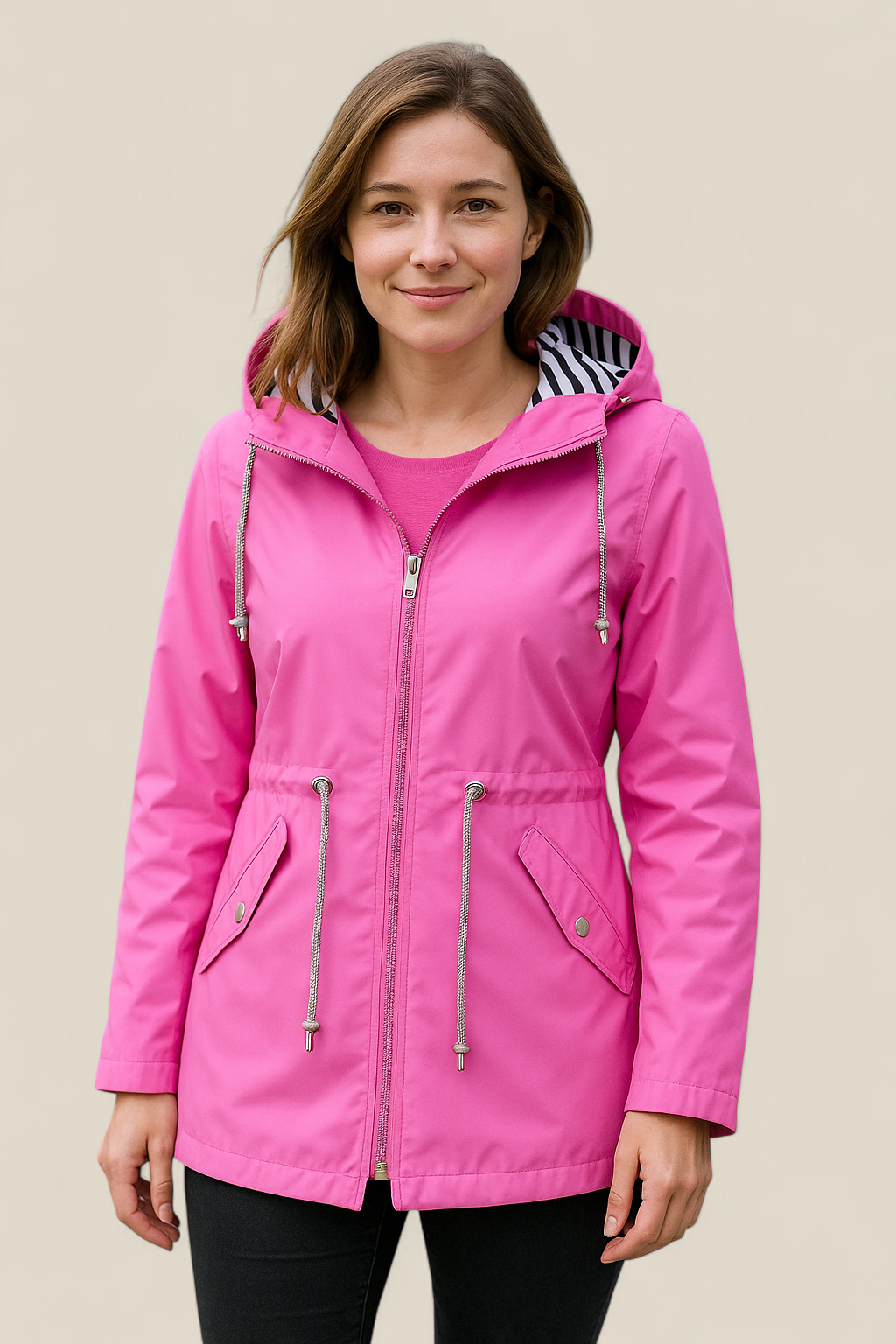 Women’s Waterproof Raincoat, Lightweight Hooded Trench Jacket, Warm Outdoor Coat