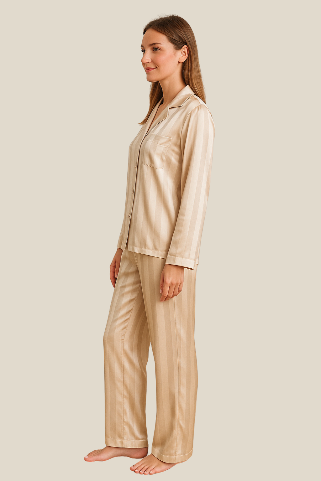 Women’s Long Sleeve Pyjama Set, Soft Cotton Winter Loungewear, Warm Sleepwear