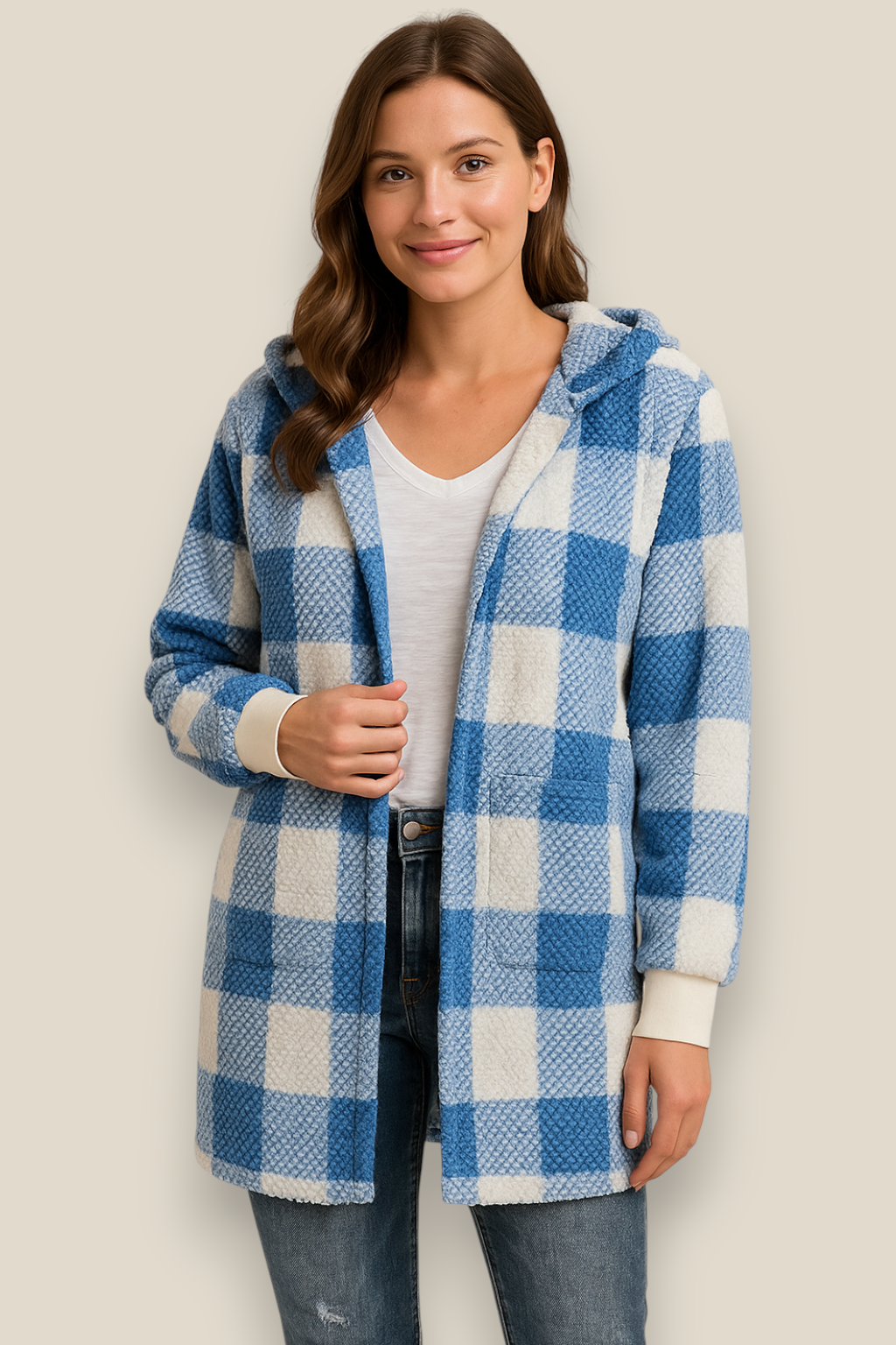 Women’s Plaid Hooded Flannel  Coat - Fleece Warm Winter Jacket