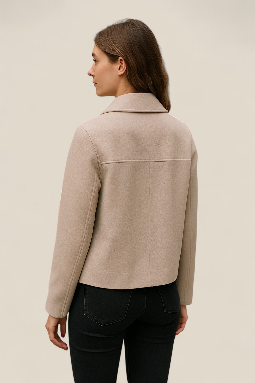 Women’s Woolen Blazer, Double Breasted Lapel Jacket, Warm Winter Coat