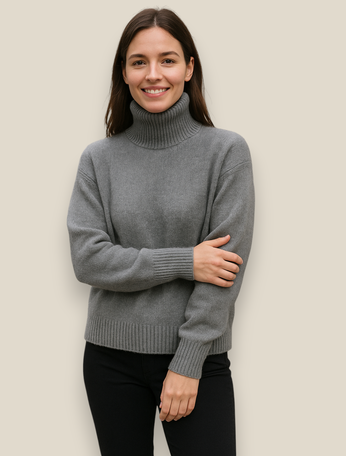 Women’s Turtleneck Jumper, Thick Knitted Sweater, Winter Office Knitwear