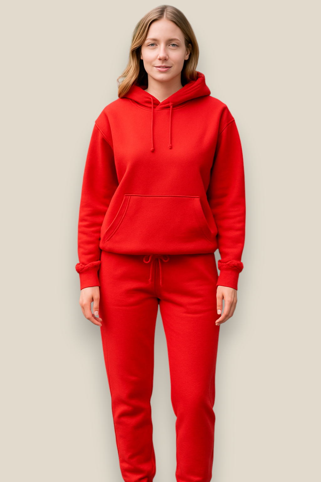 Women’s Winter Tracksuit Set, Two-Piece Fitness Hoodie And Jogging Pants, Fleece-Lined Sportswear