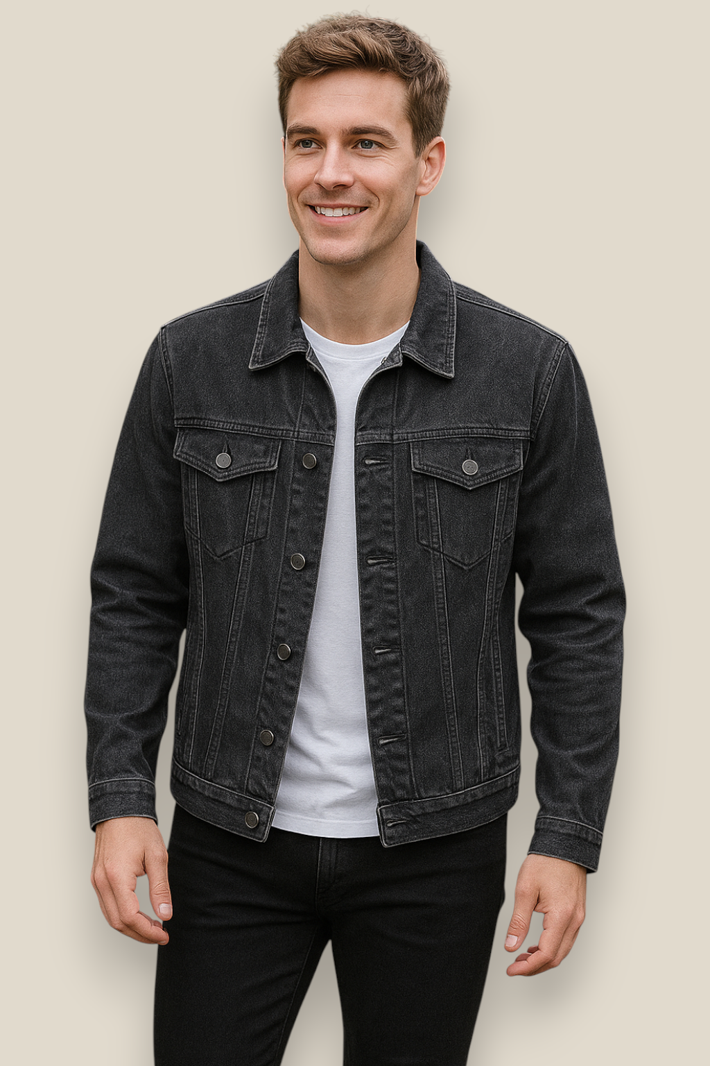 Men’s Winter Denim Jacket, Warm Padded Coat, Casual Outerwear