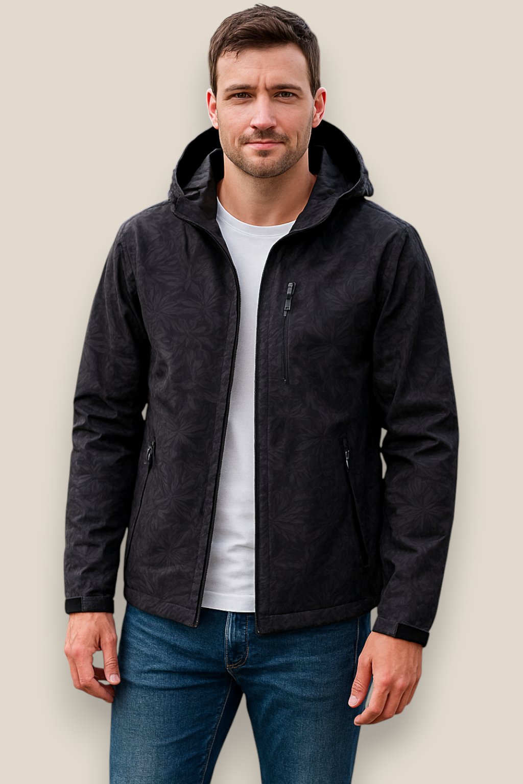 Men’s Outdoor Windbreaker Jacket, Lightweight Hooded Coat, Winter Pullover