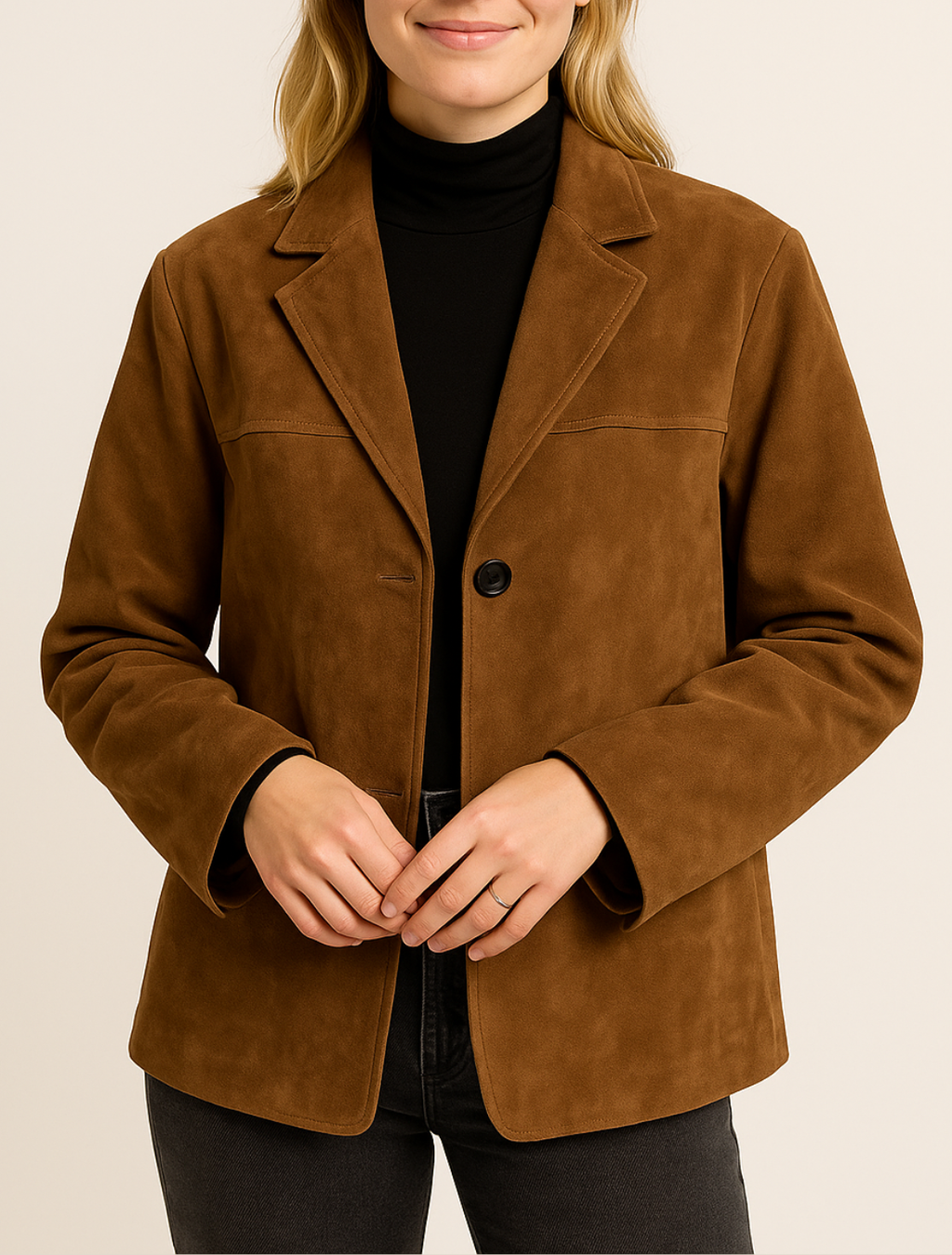 Women’s Suede Jacket, Retro Style Single Breasted Lapel Short Coat, Chic Winter Outerwear