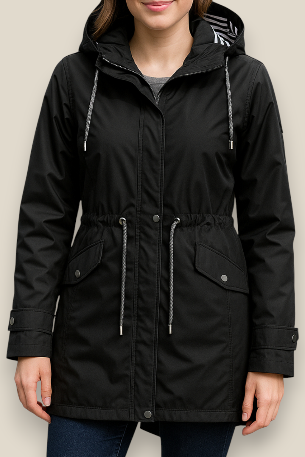 Women’s Waterproof Parka Jacket - Lightweight Hooded Trench coat