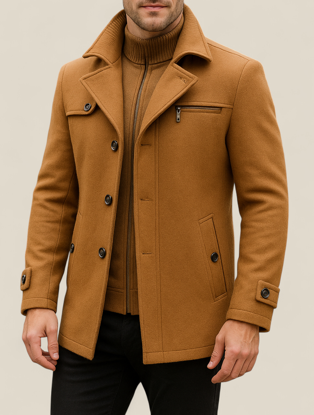 Men’s Wool Jacket - Slim Fit Business Casual Winter Coat