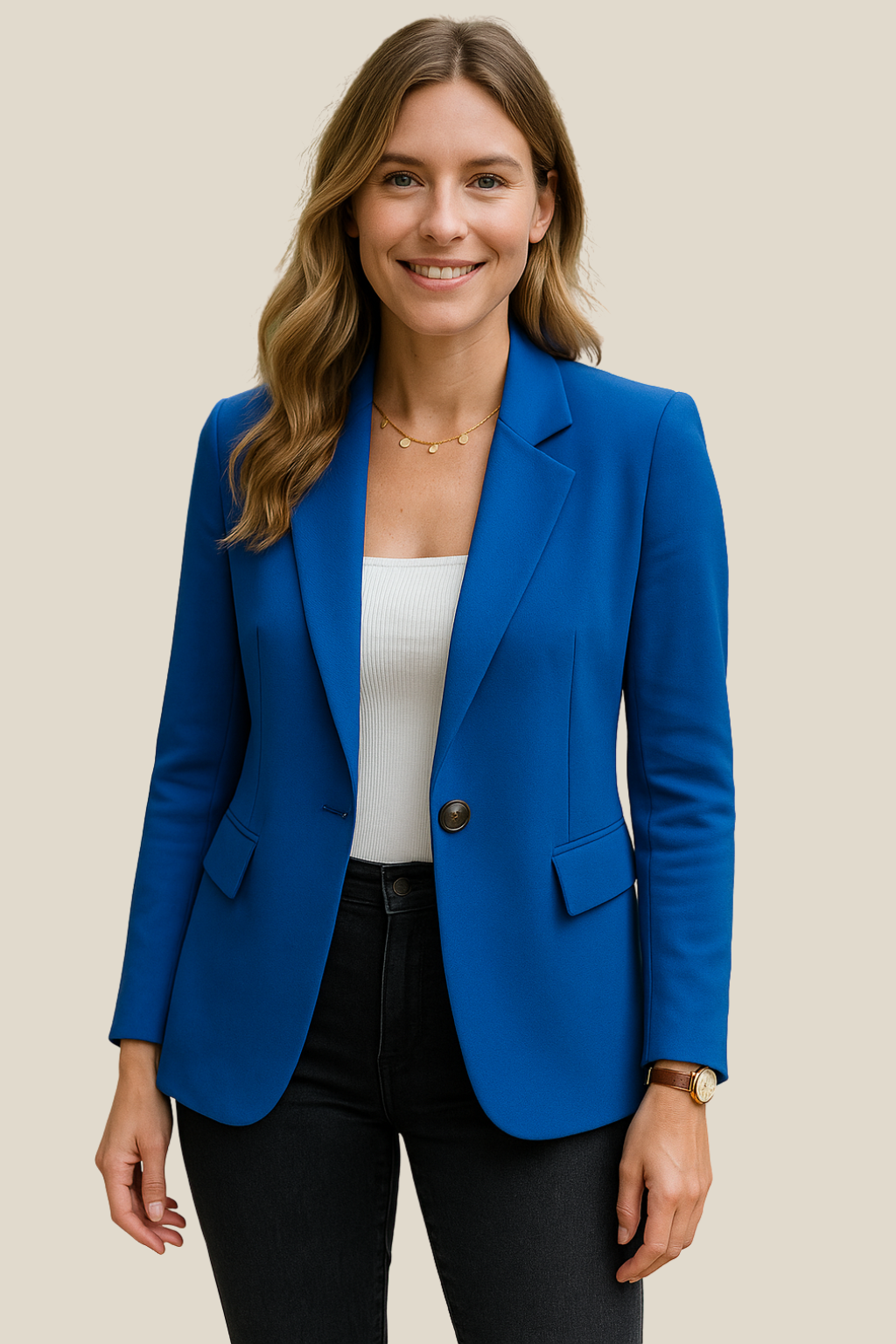 Women’s Blazer Jacket, Elegant Long Sleeve Business Coat, Smart Casual Workwear