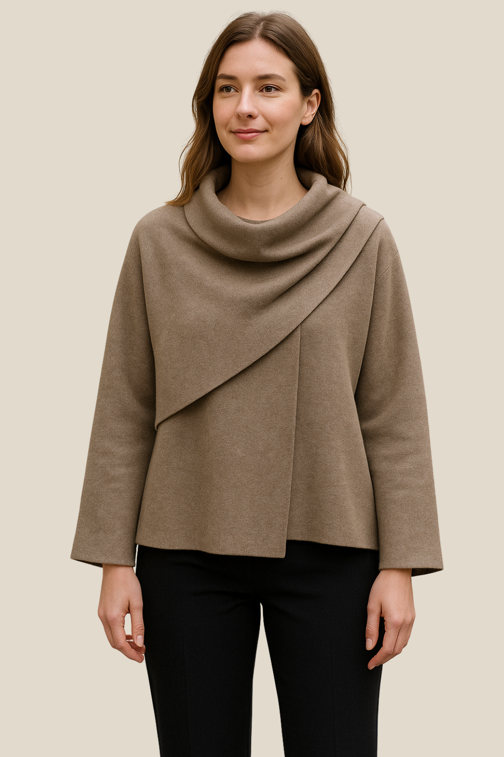 Women’s Elegant Long Cape Cardigan, Winter Knitted Scarf Styled Warm Jacket