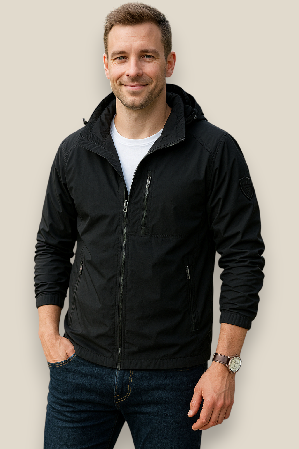 Men’s Waterproof Hiking Jacket -Outdoor Hooded Windbreaker