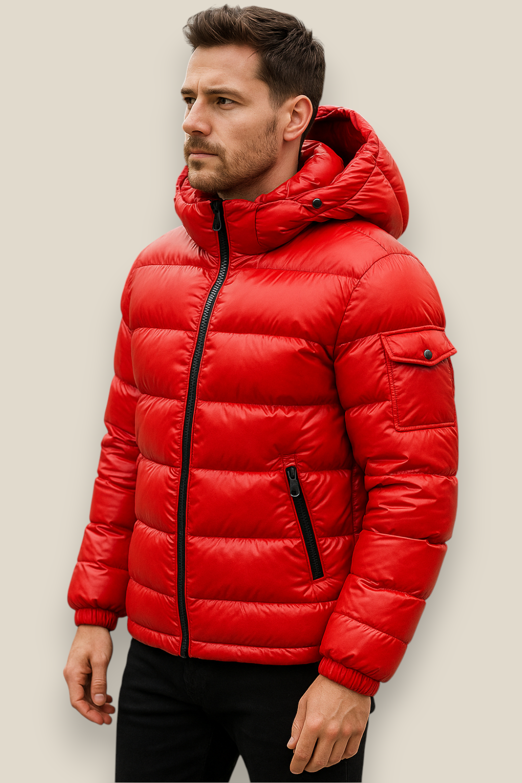 Men’s Waterproof Puffer Jacket - Glossy Down Winter Parka