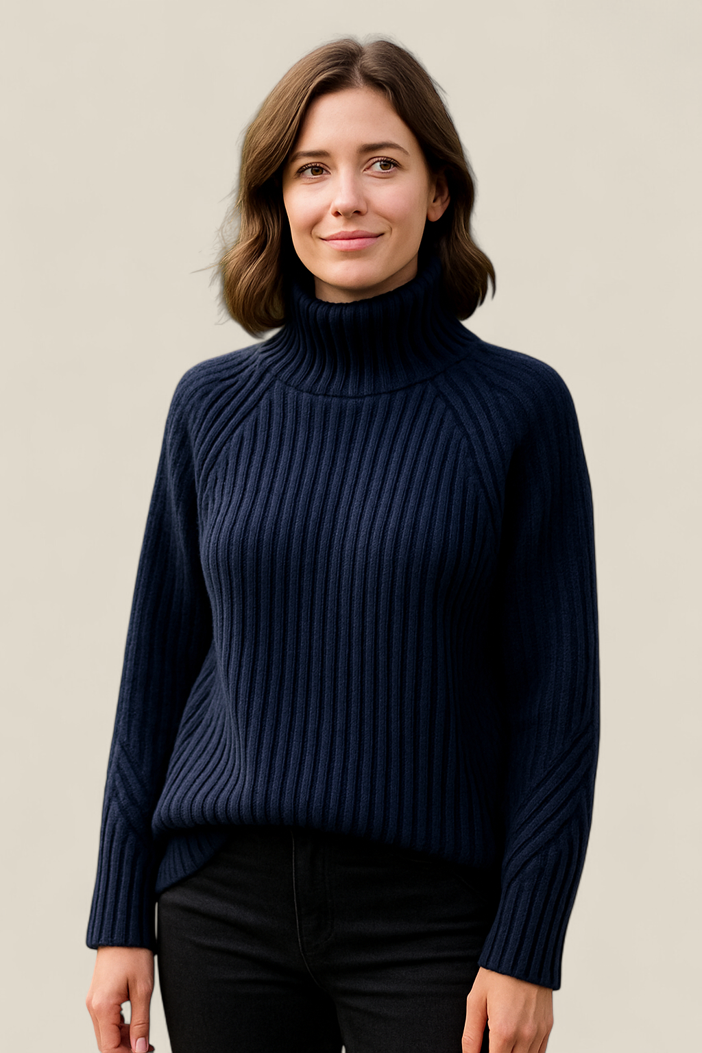Women’s Turtleneck Knitted Jumper, Elegant Long Sleeve Sweatshirt, Winter Casual Blouse