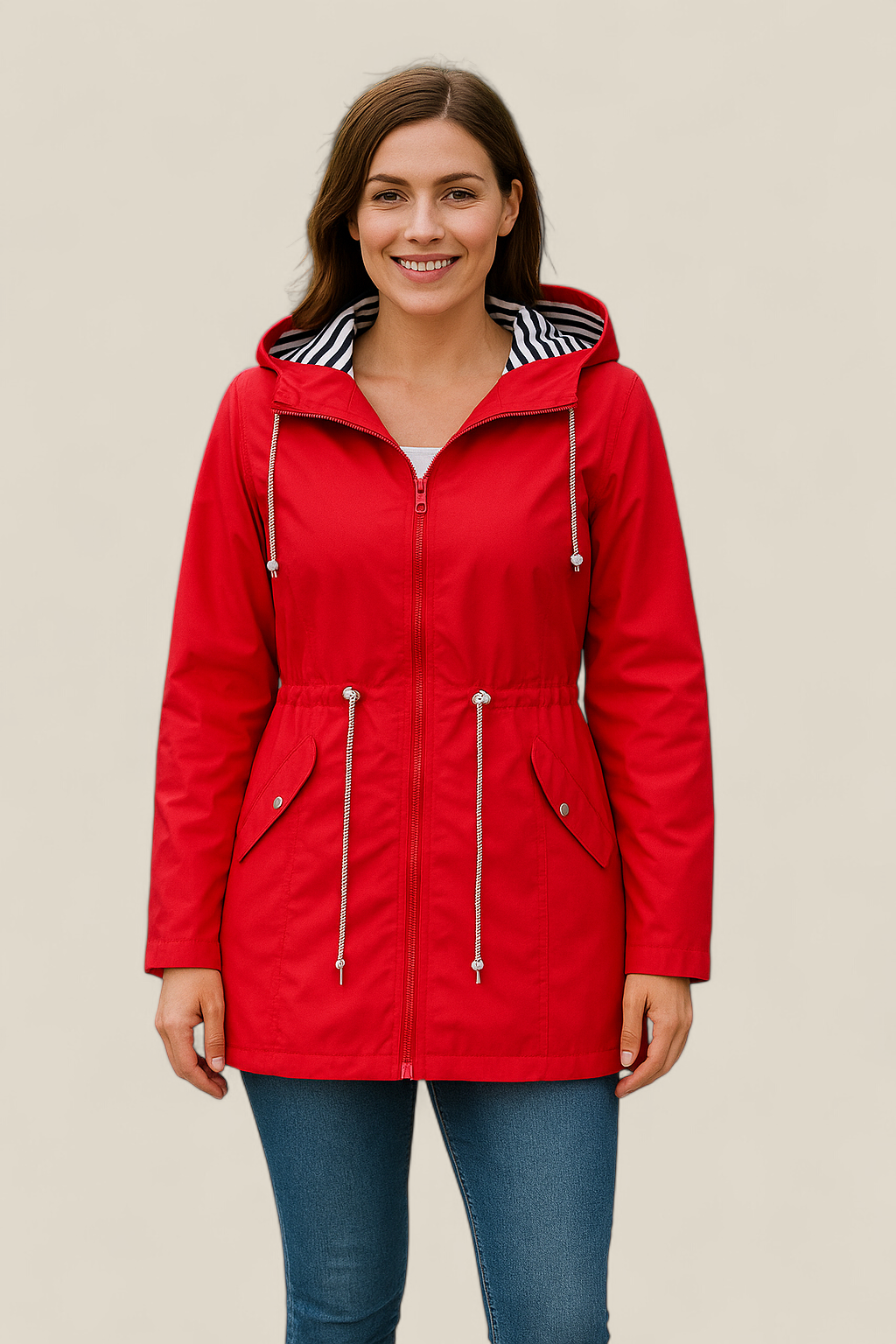 Women’s Waterproof Raincoat, Lightweight Hooded Trench Jacket, Warm Outdoor Coat