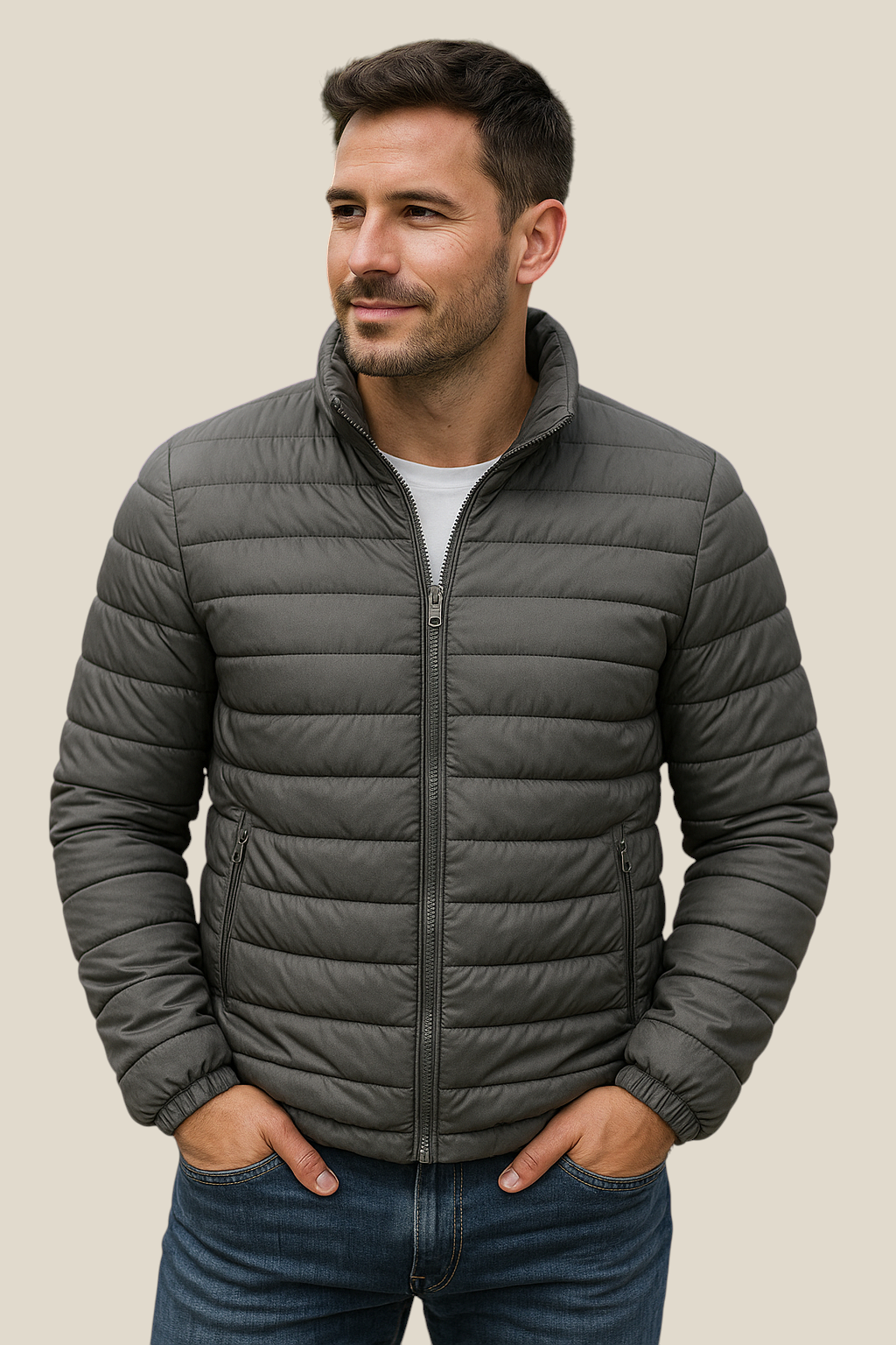 Men’s Winter Puffer Jacket - Thick Cotton Padded Down Coat