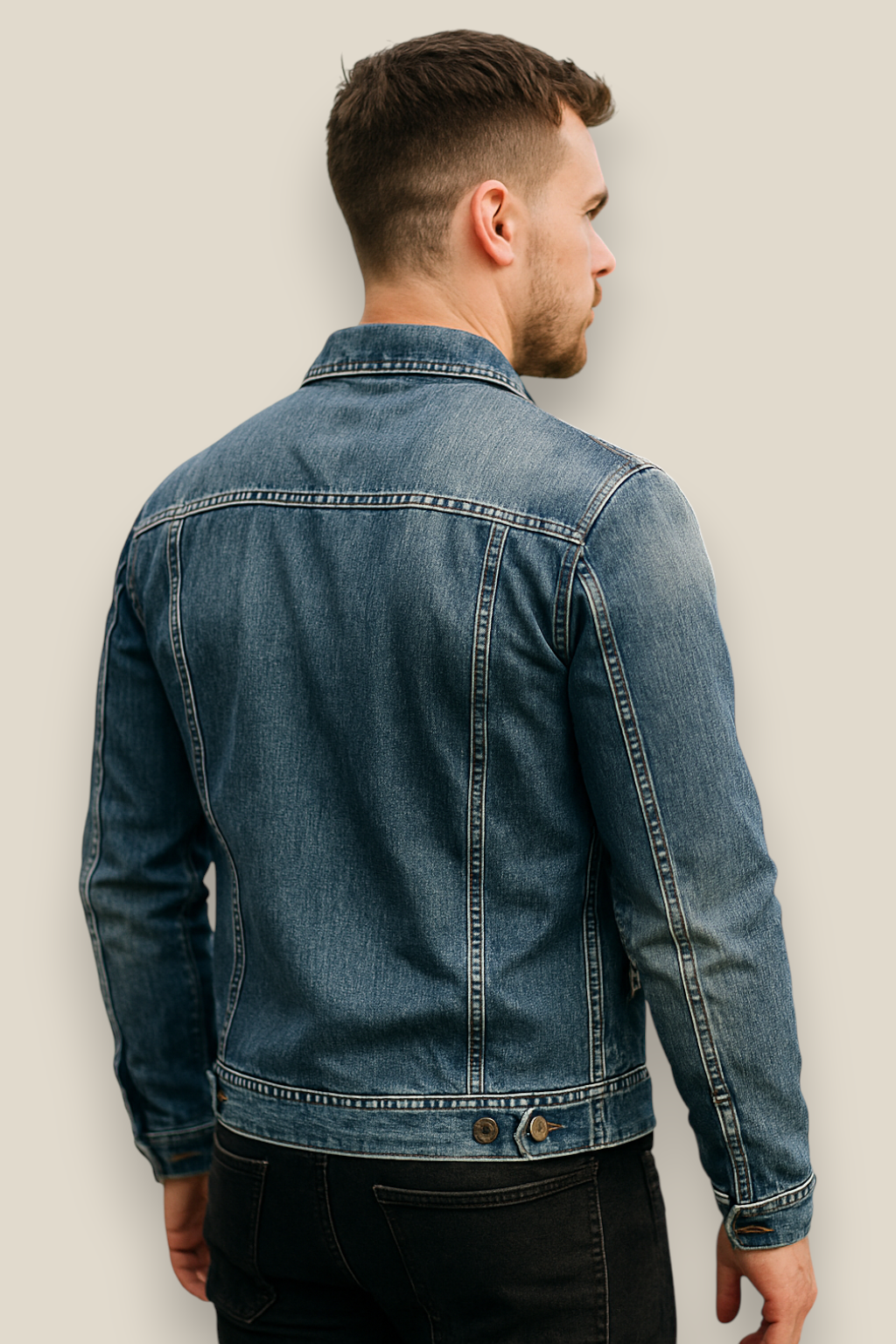 Men’s Slim Fit Denim Jacket - Casual Retro Lapel Coat