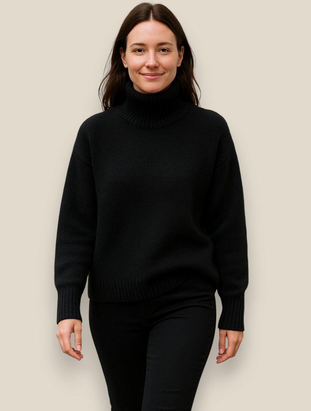 Women’s Turtleneck Jumper, Thick Knitted Sweater, Winter Office Knitwear