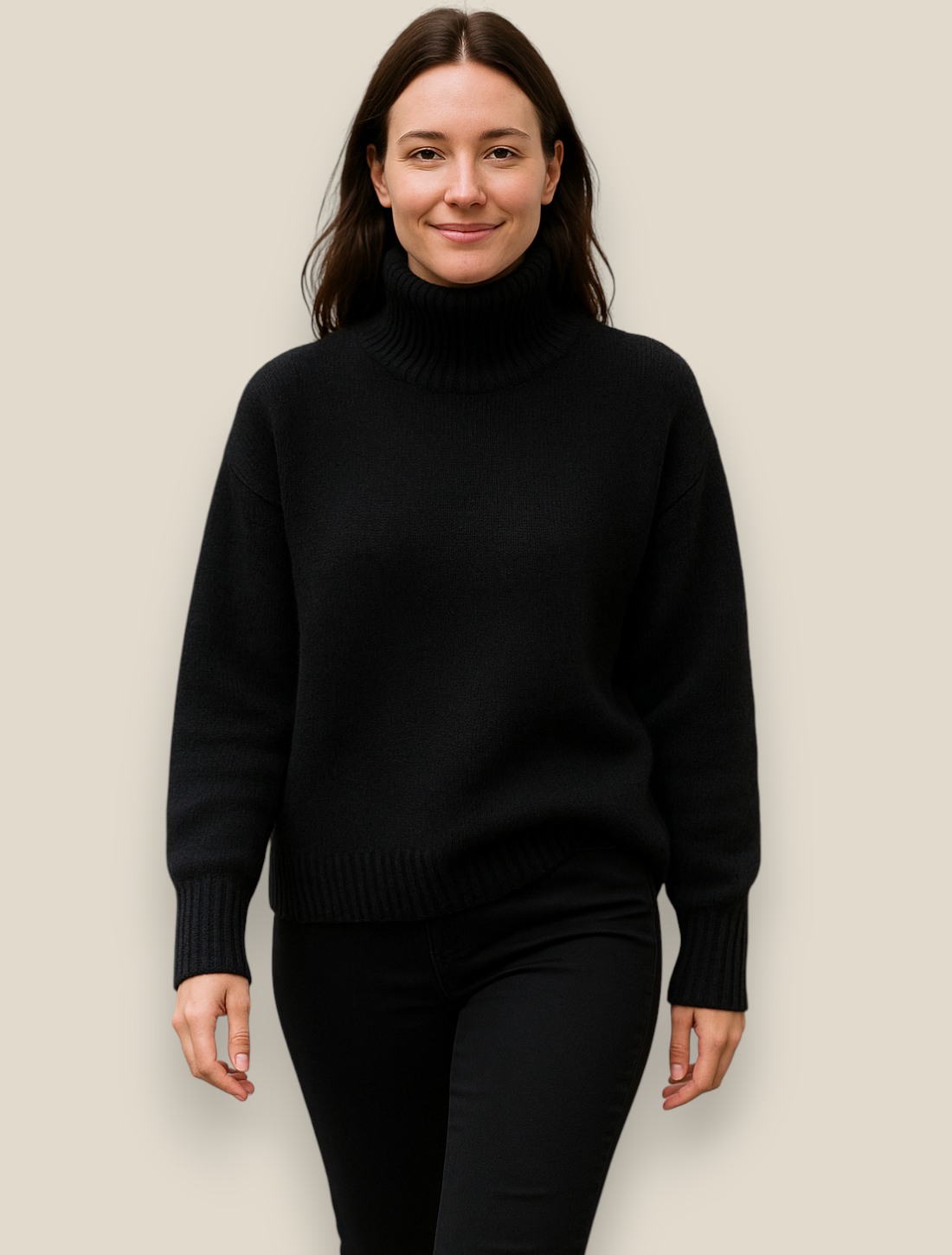 Women’s Turtleneck Jumper, Thick Knitted Sweater, Winter Office Knitwear