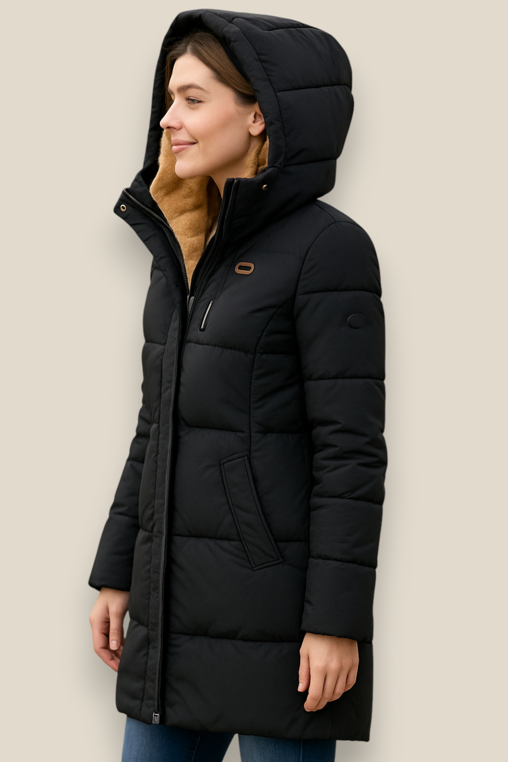 Women’s Hooded Winter Coat, Long Thick Elegant Casual Jacket, Lined Warm Outerwear