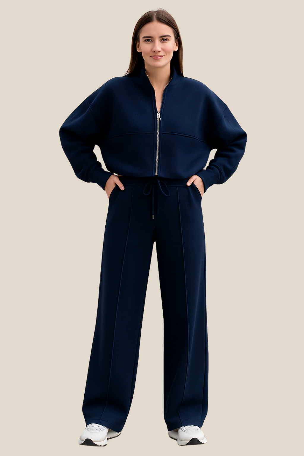 Women’s Two-Piece Tracksuit Set, Zip Jacket And Pants, Casual Sportswear Outfit