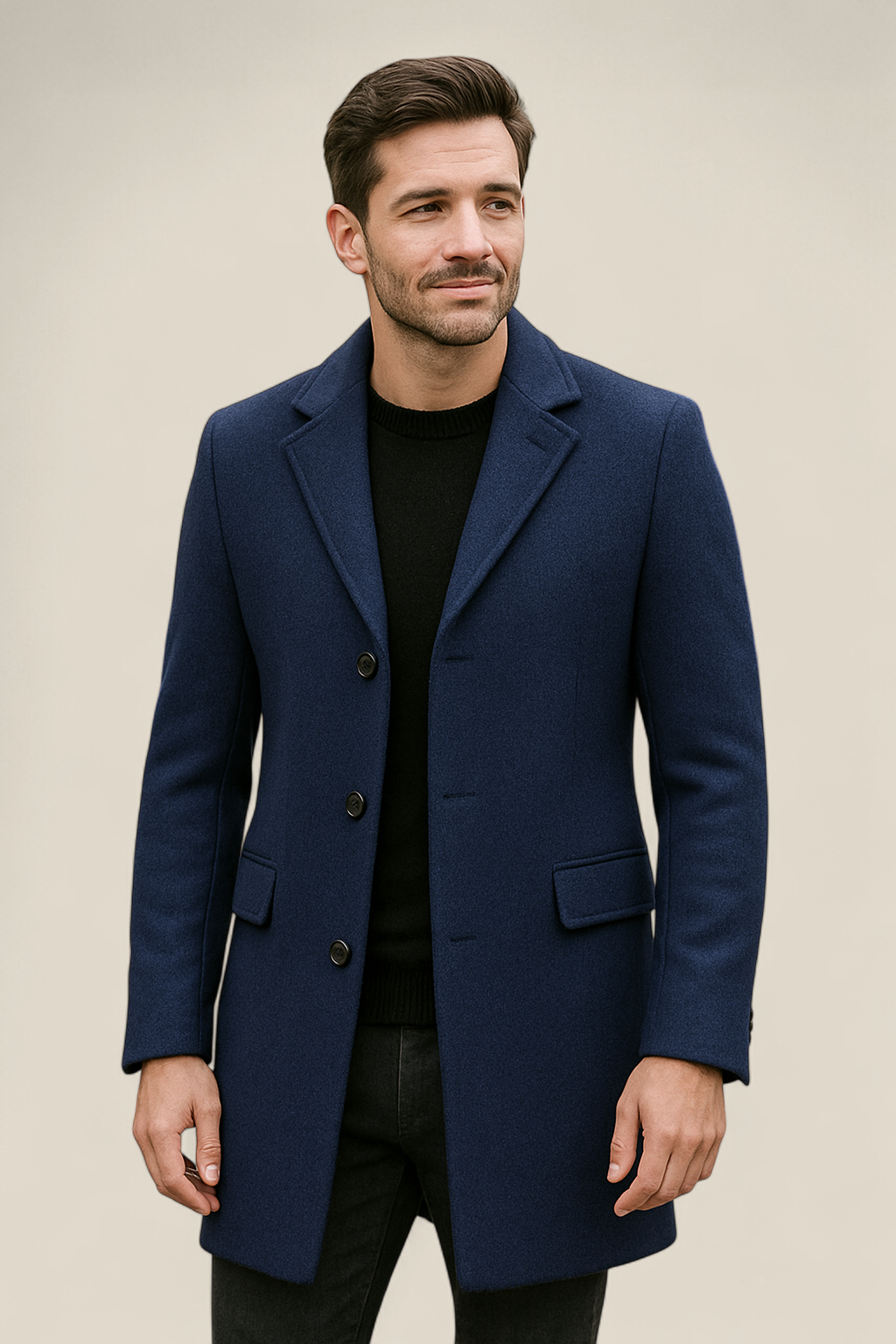 Men’s Long Trench Coat - Casual Single-Breasted Lightweight Jacket