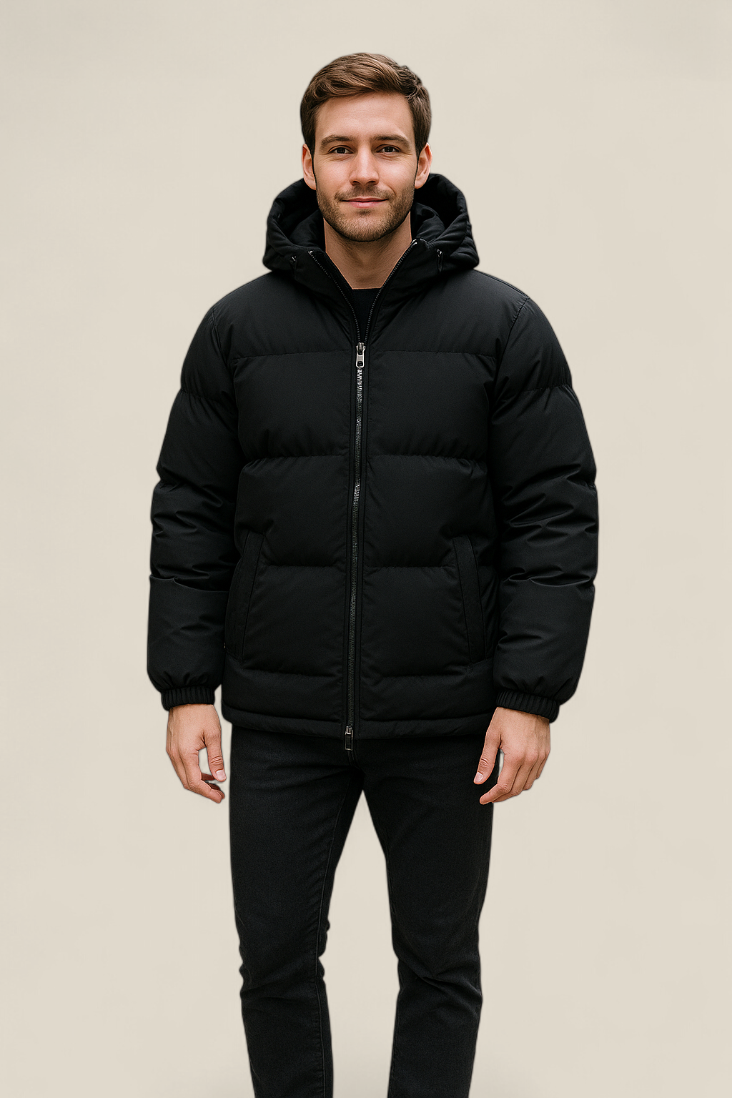 Men’s Hooded Puffer Jacket, Thick Padded Winter Coat, Warm Casual Parka