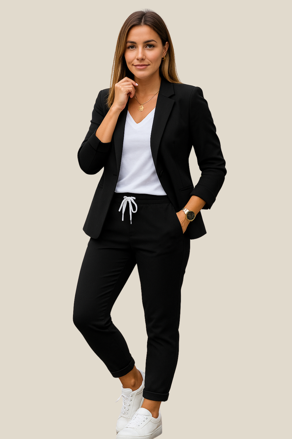 Women’s Business Suit Set, Elegant Two-Piece Outfit With Blazer And Trousers