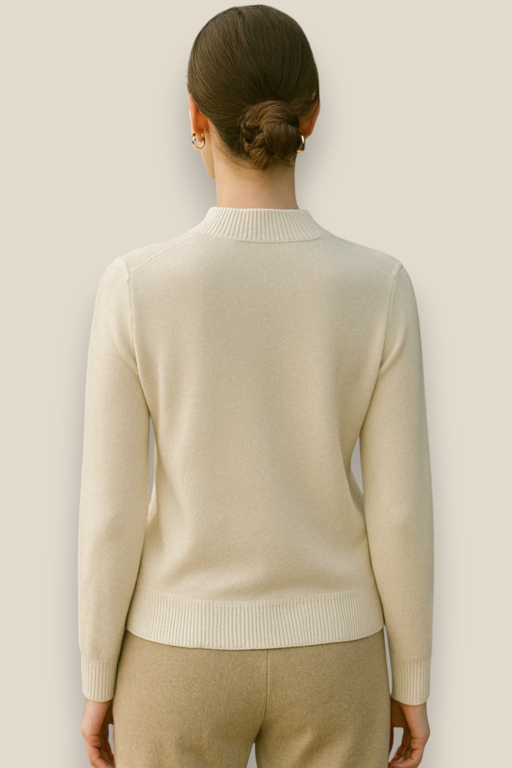 Women’s Merino Wool Jumper - Soft Knit Mock Neck Pullover Sweater
