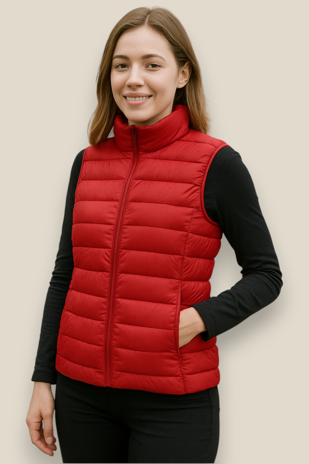 Women’s Sleeveless Down Gilet, Lightweight Puffer Vest, Warm Winter Jacket