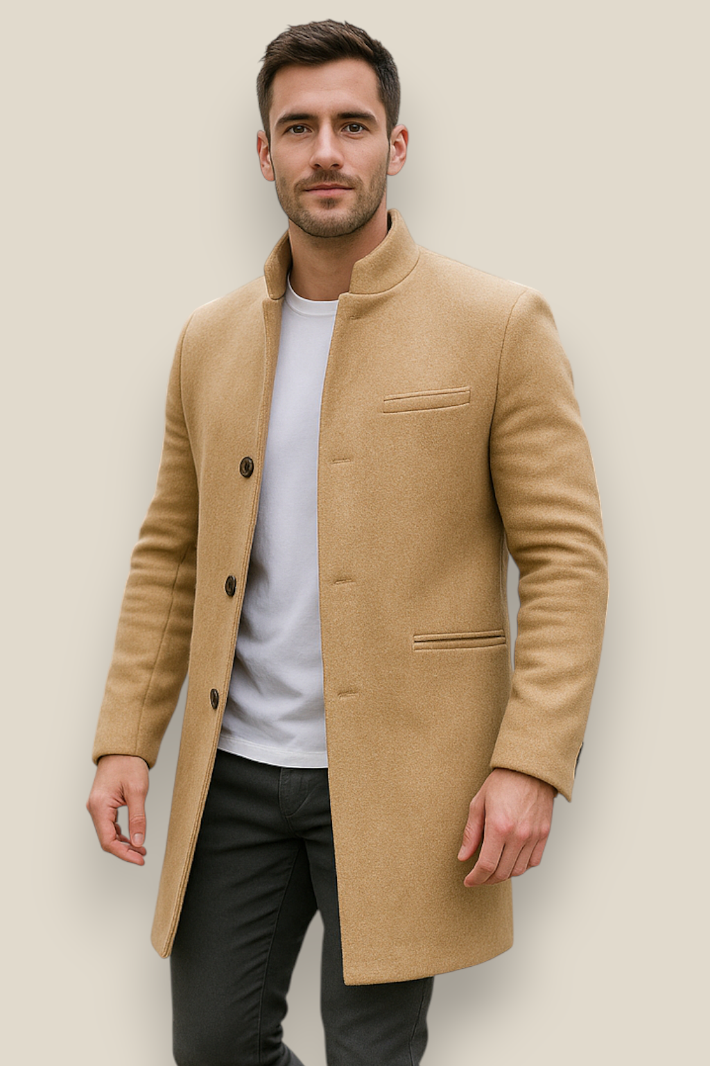 Men’s Winter Trench Coat, Formal Long Overcoat, Warm Smart Casual Jacket