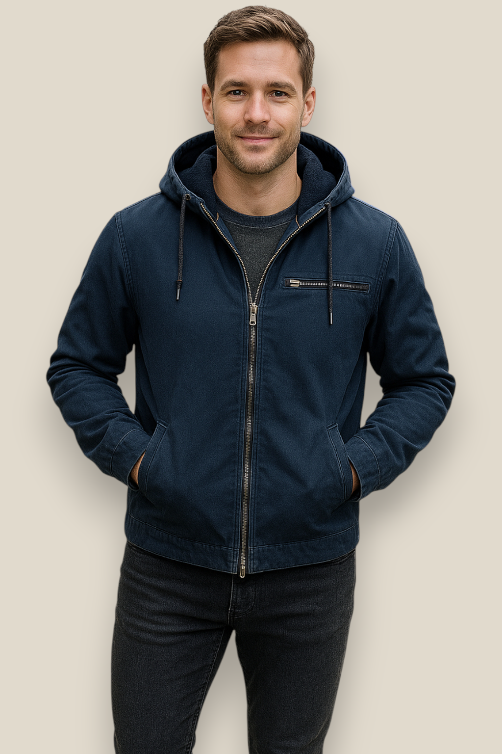 Men’s Hooded Waterproof Jacket - Outdoor Zip-Up Windbreaker