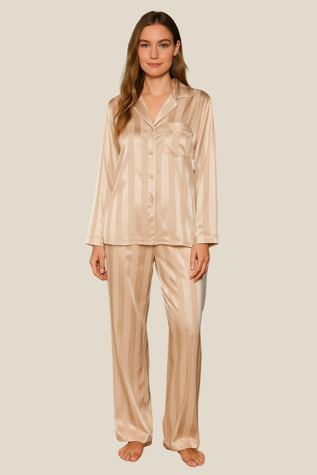 Women’s Long Sleeve Pyjama Set, Soft Cotton Winter Loungewear, Warm Sleepwear