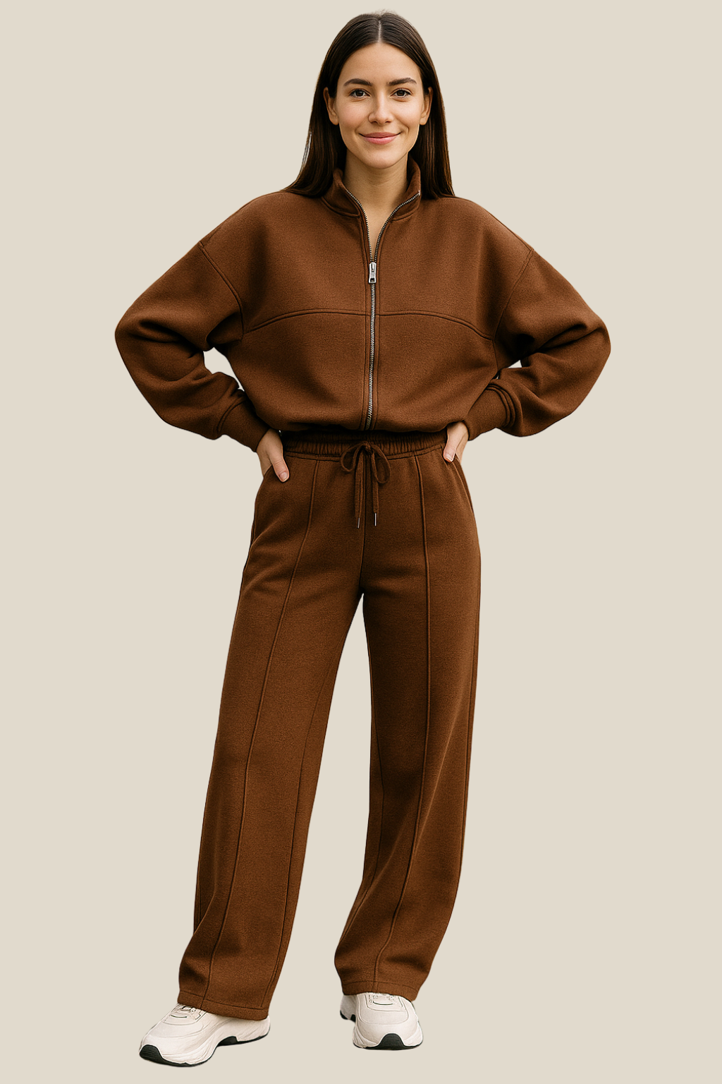 Women’s Two-Piece Tracksuit Set, Zip Jacket And Pants, Casual Sportswear Outfit