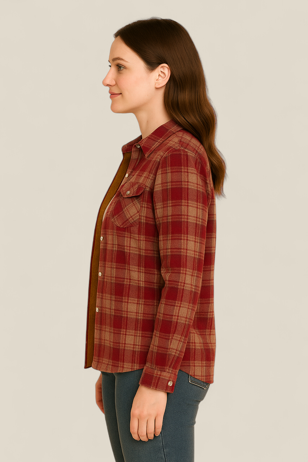 Women’s Plaid Shirt Jacket - Elegant Fleece Winter Slim Fit Blouse