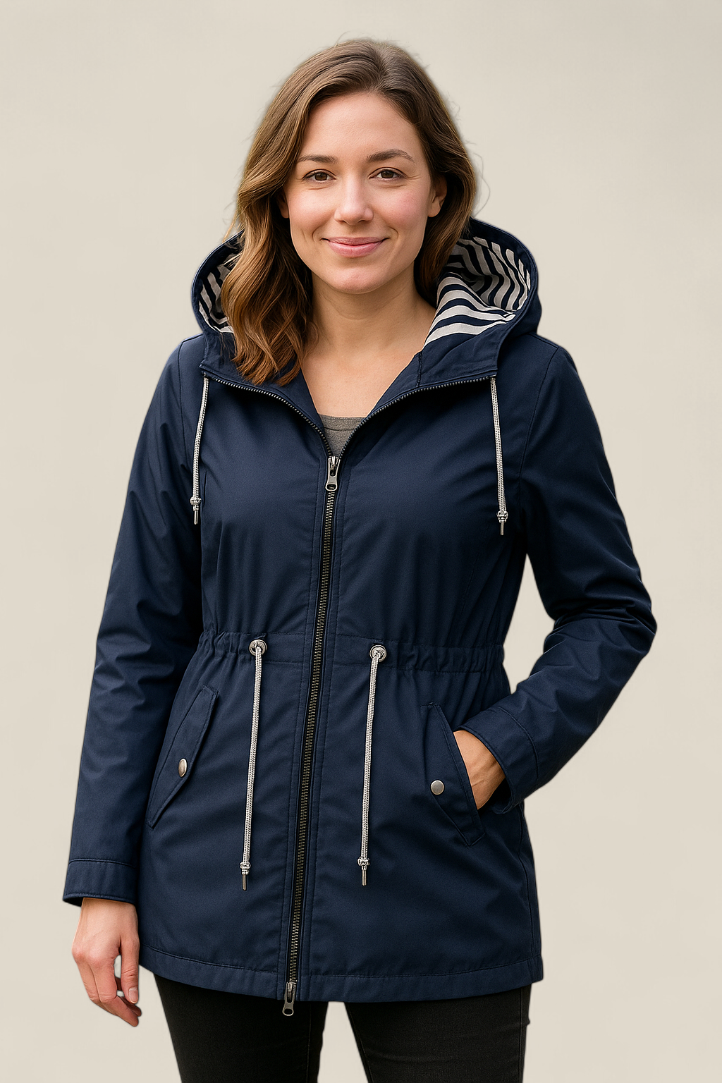 Women’s Waterproof Raincoat, Lightweight Hooded Trench Jacket, Warm Outdoor Coat