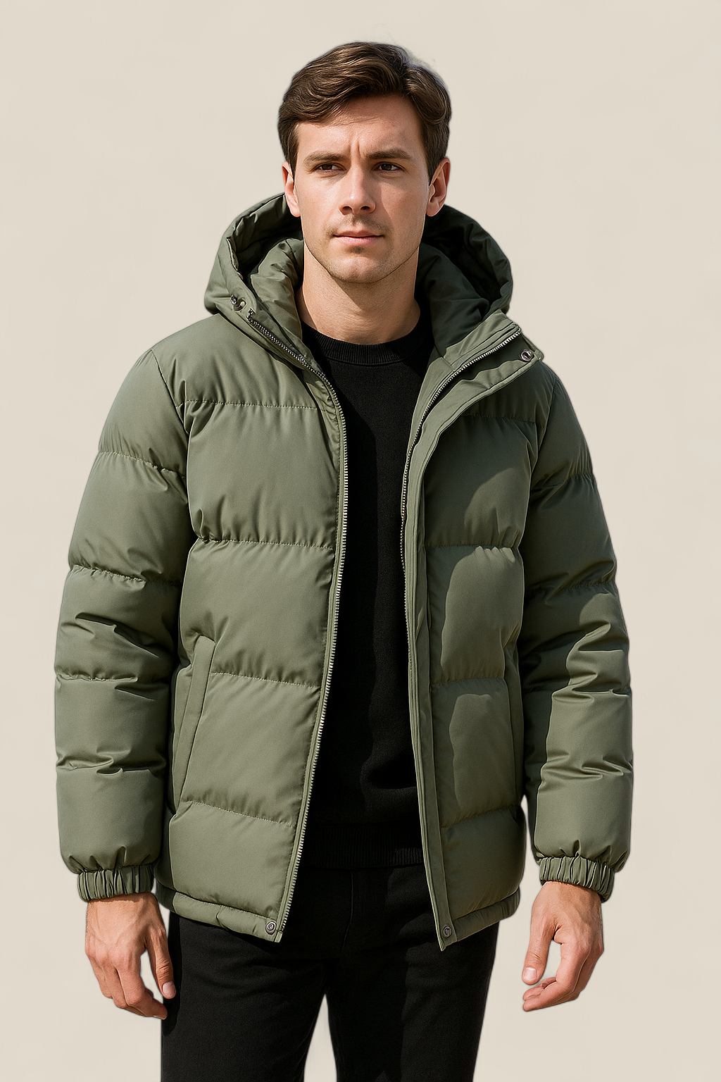 Men’s Hooded Puffer Jacket, Thick Padded Winter Coat, Warm Casual Parka